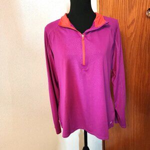Energy Zone Girl's L 12/14 Fusia Pullover Long sleeve Jacket Speed Dri EUC #555